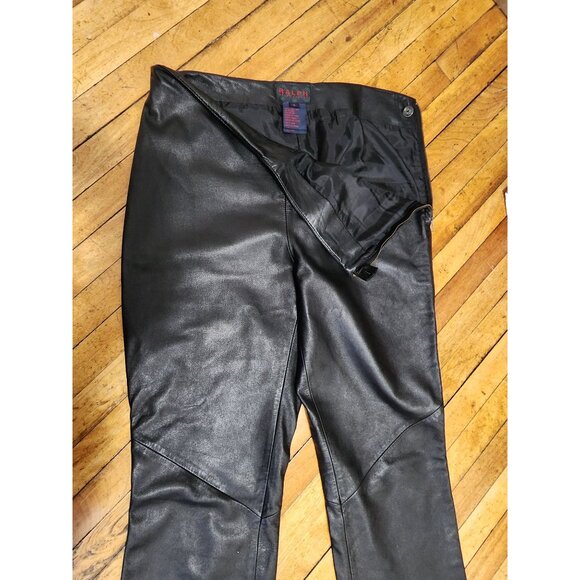 Ralph Lauren Genuine Leather Boot Cut Pants Vtg 90s Y2K RRL Fall Fashion Moto - Picture 11 of 16